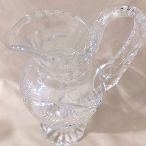 Style American Brilliant Cut Pitcher Hobs Stars and Pin Wheels 7” Tall. A1674.